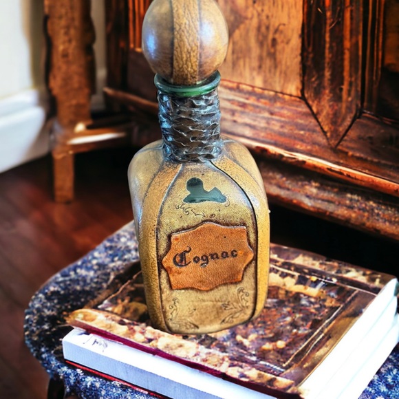 Vintage Italian Leather Wrapped Cognac Bottle - Picture 9 of 16